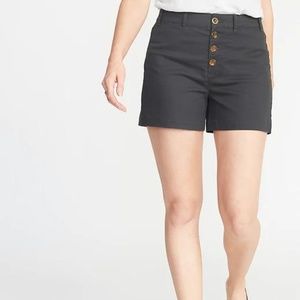 High-Waisted Button-Fly Twill Shorts For Women